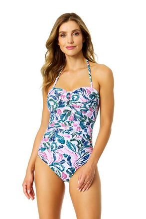 Anne Cole Womens Corallo Paisley Snap Front Bandeau One Piece Swimsuit at Nordstrom, Size 12