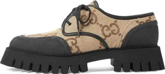 Gucci (WMNS) Gucci Maxi GG Lace-Up Shoes Beige Black 751708-UKOF0-2552