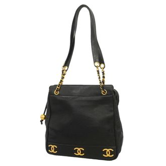 Chanel Black Grained Calfskin Tote Bag (Pre-Owned)