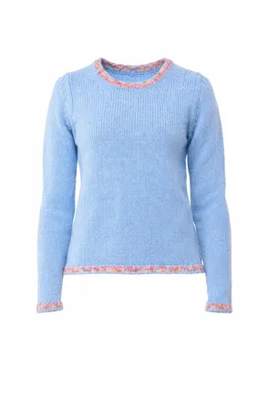 Fabrizio Del Carlo Light Blue Round-Neck Wool Sweater