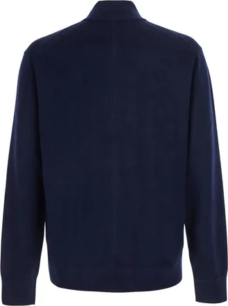 Calvin Klein Mens Half-Zip Blue Merino Sweater Wool Tops Top
