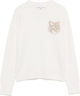 Maison Kitsun&eacute; Fox-motif Merino-wool Sweater