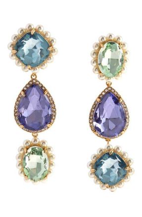 Kurt Geiger Crystal & Faux Pearl Drop Earrings in Gold/Multi at Nordstrom