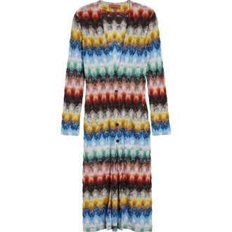 Missoni Metallic Zigzag Raschel Knit Duster Cardigan in Multicolor On Black Base at Nordstrom, Size 10 Us