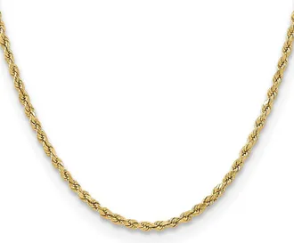 Diamond2Deal 10k Yellow Gold 3mm Semi-solid Diamond-Cut Rope Chain Necklace