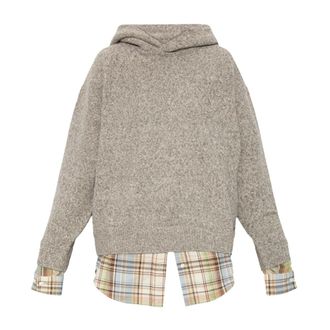 Acne Studios Gelaagde wollen hoodie - Dames - Hoodies - Beige - S - Wol - Hoodies & sweatvesten