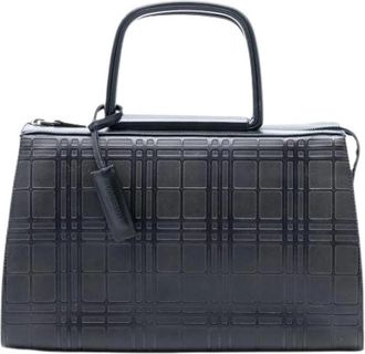 Burberry Pre-owned Handbags, female, Blue, Size: ONE SIZE Pre-owned Embossed Leather Handbag