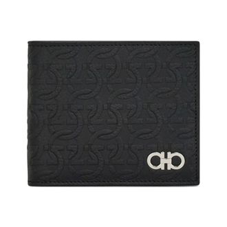 Ferragamo Wallets & Cardholders, male, Black, Size: ONE SIZE Embossed Gancini Wallet