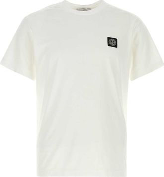 Stone Island White Crewneck Logo T-Shirt