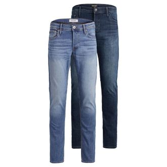 Jack & Jones Multipack-jeans voor heren, Glenn Original Low Rise & Slim Fit, 2-pack, 34W/32L