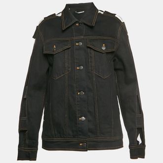 Alessandra Rich Black Denim Cutout Sleeve Jacket
