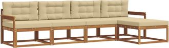 vidaXL Conjunto De Sof&aacute;s De Exterior 5 Uds. Natural Y Beige Vidaxl