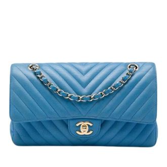 Chanel Pre-owned Vintage Double Flap Shoulder Bag - Dames - Pre-owned - Blauw - Maat: ONE Size Leer