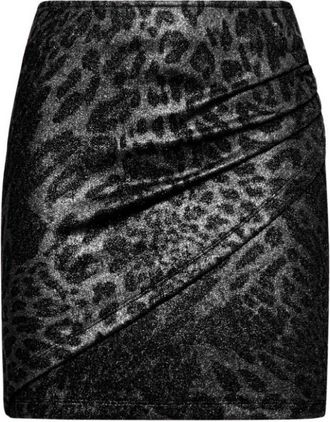 Silvian Heach Minirok met gedrapeerd ontwerp en dierenprint - Dames - Korte rokken - Zwart - 2XS - Polyester - Rokken