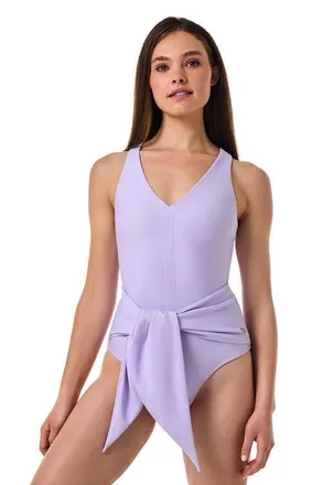 Coolibar Breakwater Wrap Swimsuit, UPF 50+ Sun Protection in Lavendula at Nordstrom, Size X-Large