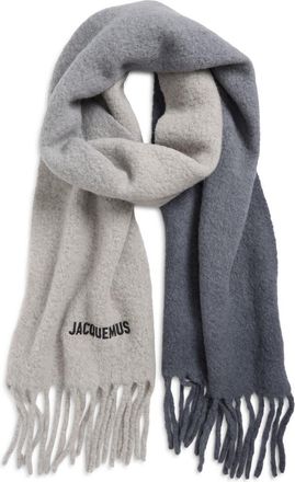 Jacquemus L&eacute;charpe Moisson Alpaca Blend Fringe Scarf in Multi-Grey 915 at Nordstrom