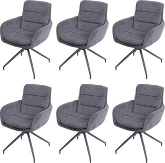 Hhg Nunca Usado] Juego De 6 Sillas De Comedor Hhg 655, Silla De Cocina Sill&oacute;n Silla, Giratoria Auto Posici&oacute;n, Tela Mvg, Cord Grey