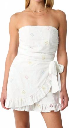 Olivaceous Womens Eyelet Strapless Romper In White