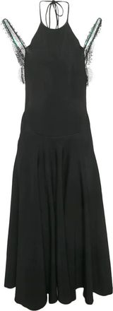 Victoria Beckham Abito midi con rifinitura in pizzo - Nero