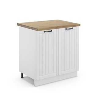 Vicco Armario Bajo Para Fregadero Fame-line, Blanco Casa De Campo, 80 Cm, Et Roble