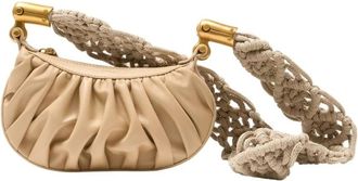 Balmain Mini Ebene Crossbody Tas - Dames - Schoudertassen - Beige - ONE Size - Leer - Tassen