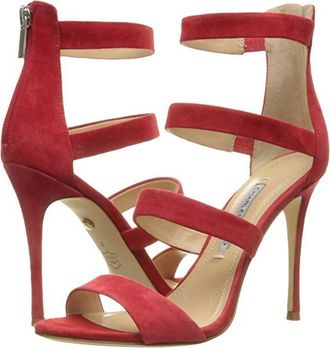 Charles by Charles David Womens Olina Suede Leather Strappy Stiletto Heel Sandals In Red