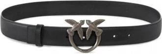 Pinko Love Berry H3 Riem - Dames - Riemen - Zwart - S - Leer - Accessoires