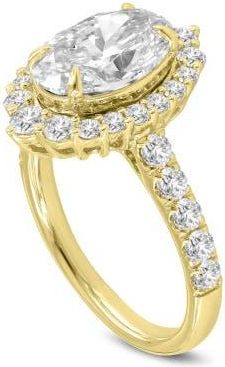 LuvMyJewelry Marcia 14K Yellow Gold Oval Lab Grown Diamond Halo Engagement Ring - 4 Ct at Nordstrom, Size 6