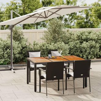 vidaXL Set De Muebles Jard&iacute;n 5 Pzas Con Cojines Rat&aacute;n Sint&eacute;tico Negro Vidaxl