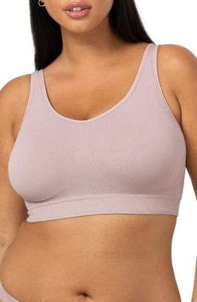 Curvy Couture Smooth Seamless Wireless Sports Bra in Bark at Nordstrom, Size Xx-Large