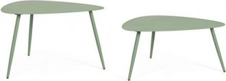 Konte Design Lote de 2 mesas de centro de acero verde