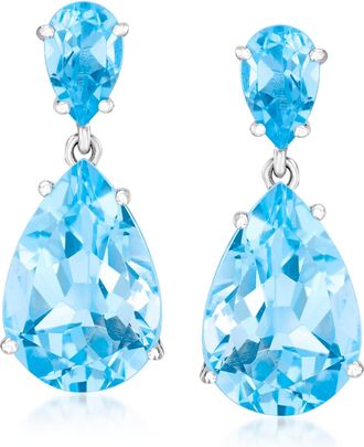Ross-Simons Blue Topaz Drop Earrings in Sterling Silver
