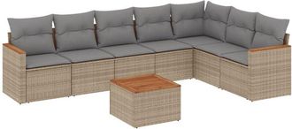 vidaXL Vidaxl - Juego De Sof&aacute;s De Jard&iacute;n Con Cojines Beige 8 Pzas Rat&aacute;n Pe