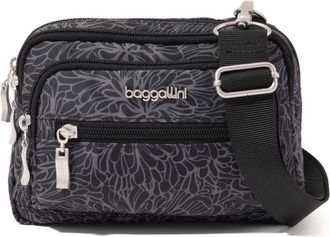 Baggallini Triple Zip Crossbody Bag with Wide Strap