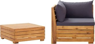 vidaXL Muebles De Jard&iacute;n 2 Piezas Con Cojines Madera Maciza De Acacia Vidaxl
