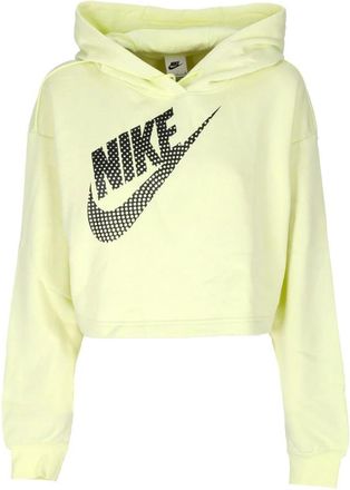 Nike Sportkleding Fleece Cropped Hoodie - Dames - Sportshirts - Groen - L - Katoen - Fitness