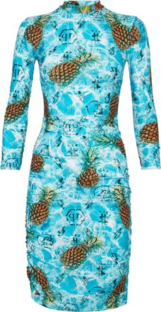 Philipp Plein Short Dress LS Pineapple Skies