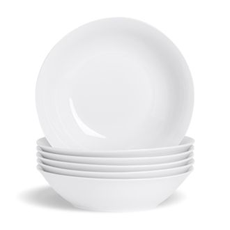 Argon Tableware 25.5cm White Pasta Bowls Set of 24 - 10in Dinner Bowl Set Noodle Bowls