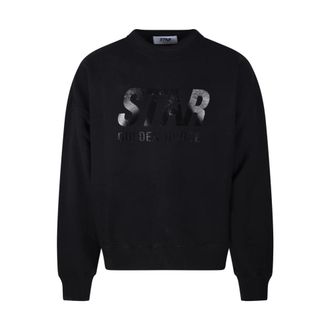 Golden Goose Sweatshirts, male, Black, XL, Logo Print Crewneck Sweatshirt