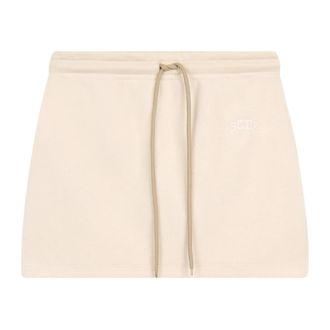 GCDS Logo Mini Rok Lounge - Dames - Korte rokken - Beige - 2XS - Katoen - Rokken
