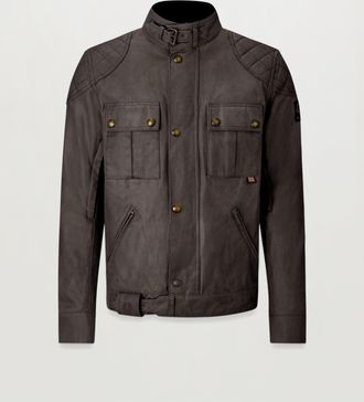 Belstaff Brooklands Motorcycle Jacket Mens Waxed Cotton Mahogany Size 2XL