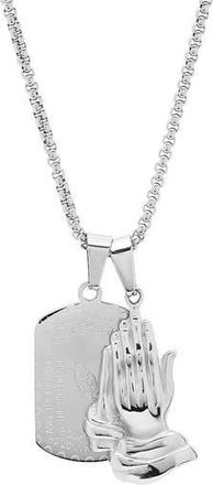 Steeltime Mens Serenity Prayer Dog Tag Pendant Necklace in Silver at Nordstrom Rack