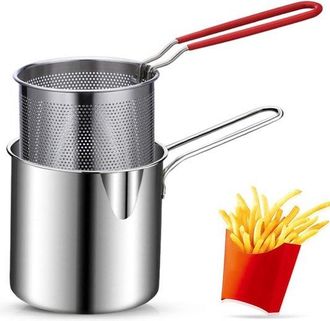 OEM Freidora, Freidora Multifuncional, Freidora Mejorada Con Mango Largo, Freidora Multifuncional De Acero, Acero Inoxidable, Mini Freidora
