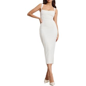 Good American Sculpting Crystal Sweetheart Midi Dress in Cloud White001 at Nordstrom Rack, Size X-Small
