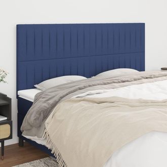 vidaXL Cabeceros 4 Unidades De Tela Azul 100x5x78/88 Cm Vidaxl