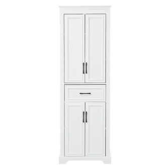 Urban Meuble Armario columna alto multiusos blanco con puertas y caj&oacute;n