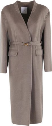 Isabelle Blanche Belted Coat - Dames - Jas met riem - Grijs - M - Wol - Jassen