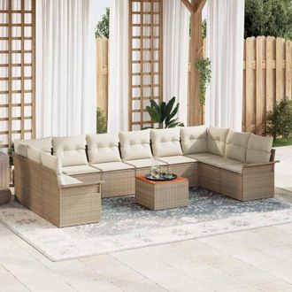vidaXL Conjunto De Sof&aacute; De Jard&iacute;n 11 Pcs Beige Polirat&aacute;n Vidaxl