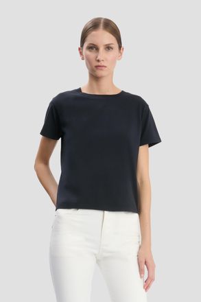 Victoria Beckham Shrunken Fit T-Shirt In Navy - XS - Womens