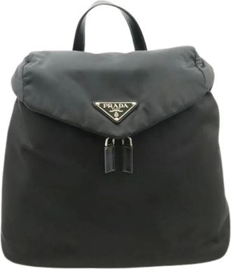 Prada Pre-owned Re-Nylon Leren Rugzak - Dames - Vintage Rugzakken - Zwart - ONE Size - Nylon - Vintage
